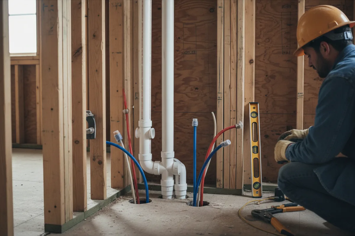 Drain and supply rough-in during Sump Pump Repair in Laurel Hill